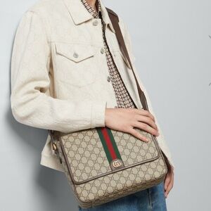 Designer Beige &. Brown Large Messenger Bag